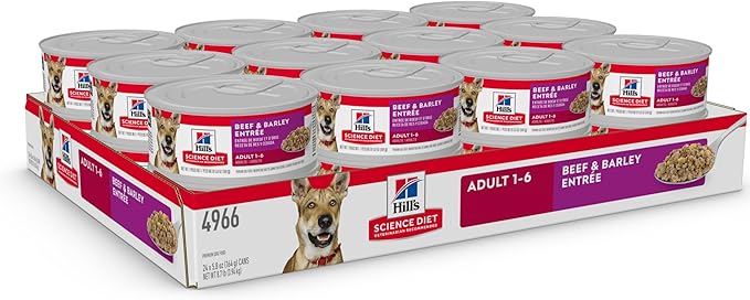 Hill's Science Diet Adult 1-6 Wet Dog Food, Beef & Barley, 5.8 oz. Cans, 24-Pack