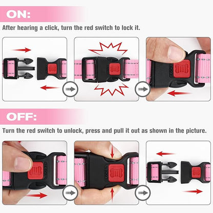 Joytale Martingale Collar for Dogs, Reflective Heavy Duty for Safety, Quick Release Buckle, Adjustable Nylon Collars for Medium Dogs Walking Training, Pink, M