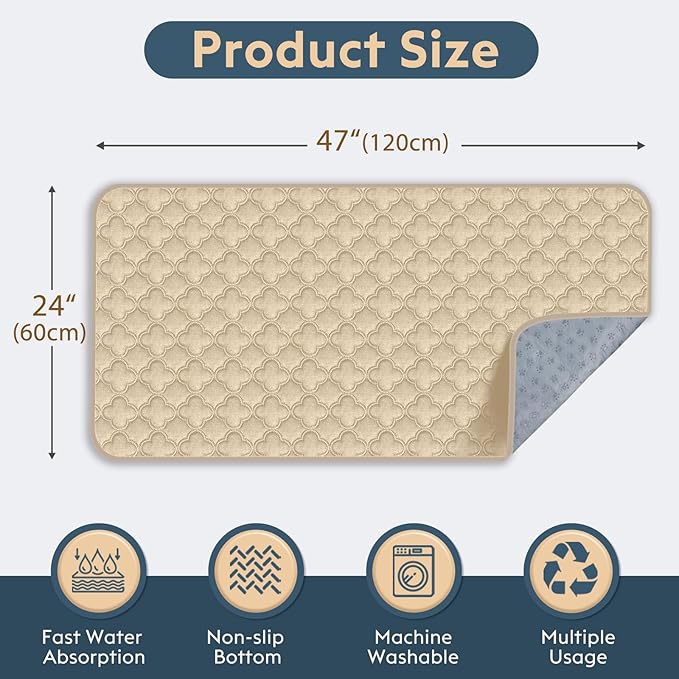 FunFurry Washable Guinea Pig Cage Liner - 2 Pack Reusable Washable Pee Pads，Waterproof Guinea Pig Bedding for Small Animal - Rabbit Bunny Hamster Puppy (Cream, 24" X 47" - 2 Pack)