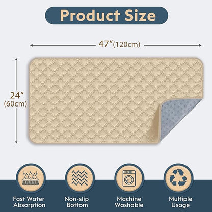 FunFurry Washable Guinea Pig Cage Liner - 2 Pack Reusable Washable Pee Pads，Waterproof Guinea Pig Bedding for Small Animal - Rabbit Bunny Hamster Puppy (Cream, 24" X 47" - 2 Pack)