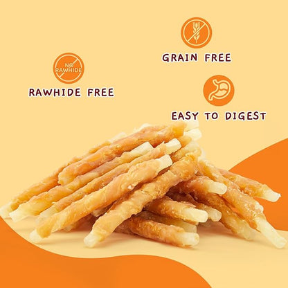 Jungle Calling 35-Count Rawhide Free Dog Treats, 4.5-Inch Chicken Wrapped Cod Sticks for Dogs, Easily Digestible Long Lasting Dog Chews, Soft & Chewy Dog Treats for Training Small Medium Dogs, 1.32 lb