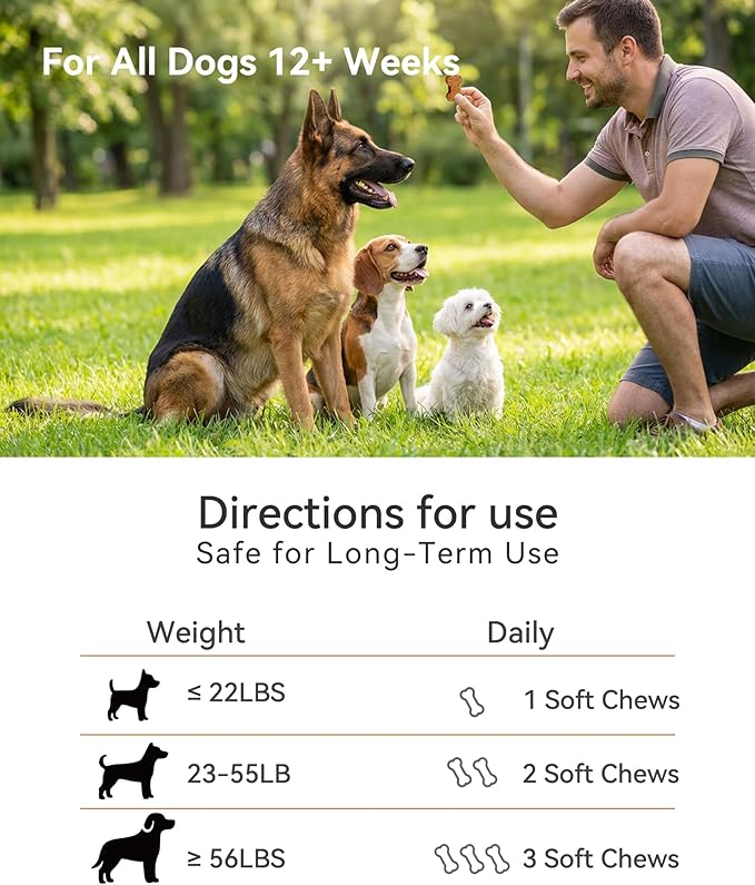 Probiotic Soft Chews for Dogs – Daily Gut & Digestive Support, Spore-Forming Probiotic with Multi-Strain Lactobacillus, Prebiotic Inulin/FOS, Chicken Flavor, 120 Chews