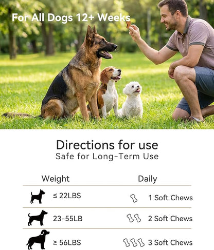 Probiotic Soft Chews for Dogs – Daily Gut & Digestive Support, Spore-Forming Probiotic with Multi-Strain Lactobacillus, Prebiotic Inulin/FOS, Chicken Flavor, 120 Chews