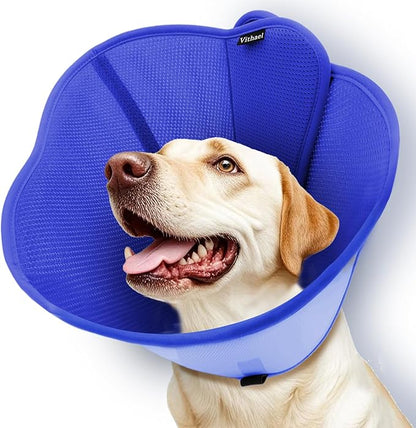 Upgraded Dog Cone Collar for Large Medium Dogs, Soft Dog Cone with Double-Layer Design, Adjustable Pet Recovery Collar for Dogs After Surgery, Elizabethan Collar (L, Blue)