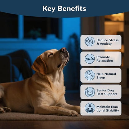 Melatonin for Dogs, Dog Calming Chews for Sleep Aid, Fireworks, Storms, Thunder, Barking, Separation, Calming Chews for Dogs with Valerian Root & L-Theanine, 90 Count