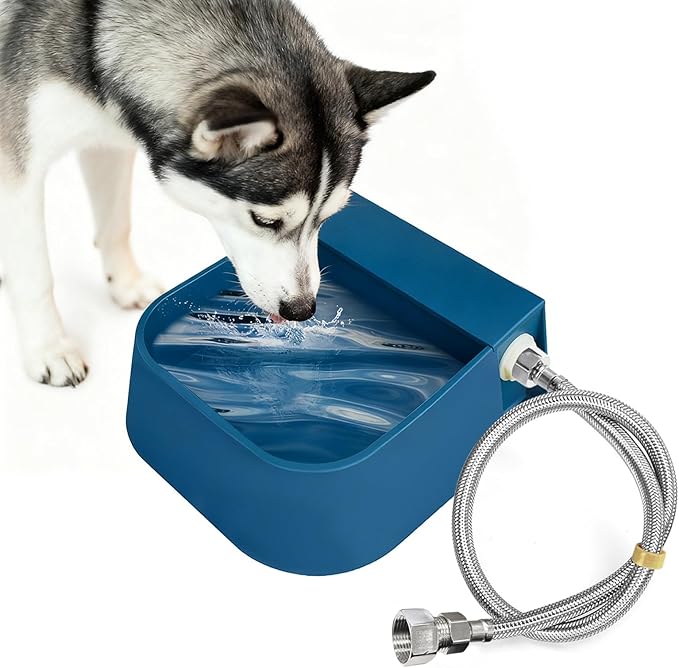 NAMSAN Automatic Dog Water Dispenser with Float Valve, 3/4'' Anti-Bite Metal Pipe, Outdoor Automatic Water Dispenser for Cats Chicken Animals, Goat Waterer, Livestock Water Trough