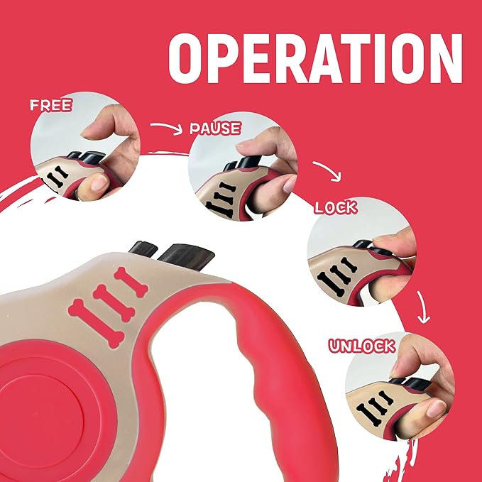 Retractable Dog Leash Automatic Telescopic Tractor Dog Tape, Pet Tape 10/16 FT Durable and Convenient, with Folding Bowl, Dispenser, Rubbish Bags, Suitable for Small and Medium Dogs