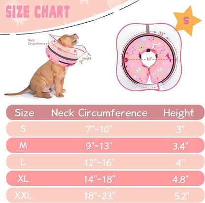 Elevated Inflatable Dog Cone Collar to Stop Licking, Dog Donut Collar After Surgery, Soft Pet Cone Alternative for Small Medium Large Dogs