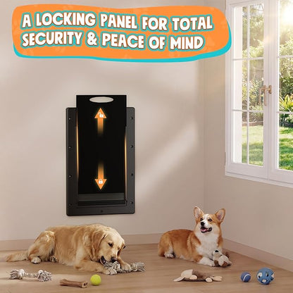 Plastic Dog Door 3 Flap, Plastic Dog Door for Wall, Medium Doggy Door, Dogie Door for Interior & Exterior Walls, Magnetic Flaps, Insulation Flap, Closing Panel, Pet Door for Pets Up to 45LB