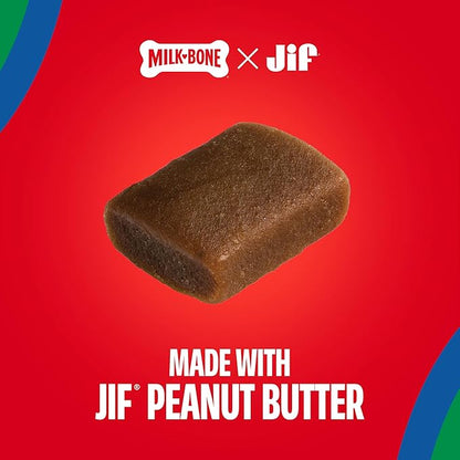 Milk-Bone Peanut Buttery Bites, Soft Dog Treats with Jif Peanut Butter & Real Bacon, 11.8 Oz. Bags