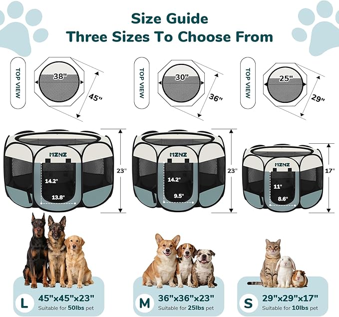 Dog Cat Playpen, Portable Small Animal Playpen Crate Indoor for Dogs Cats Rabbits, Foldable Guinea Pigs Bunny Cage Enclosure for Outdoor, Pop Up Dogs Cats Tent Kennel with Carrying Case, Grey