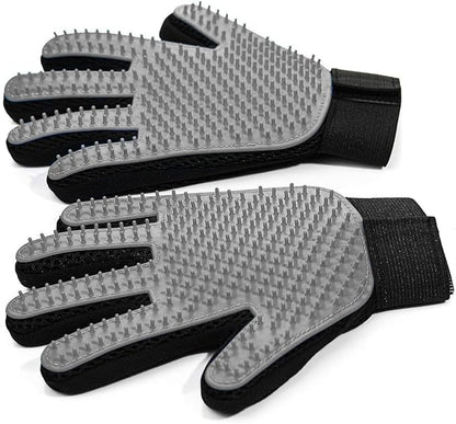 NVNAN Pet Hair Removal Glove for Dogs & Cats, 2-Pack 2-in-1 Deshedding Brush & Massage Mitt - Grooming Gloves for Shedding Control, Bathing and Washing, Safe for Short/Long Hair Pets (Gray))