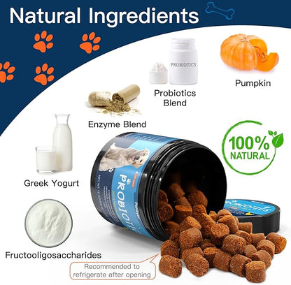 Probiotics for Dogs, Dog Probiotics for Yeast, Itchy Skin and Itchy Ears, Digestive Enzymes with Prebiotics for Digestive Health, Probiotic Chews for Dogs Support Immunity Health - (Chicken 12 Oz)