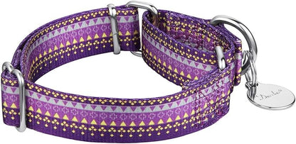 Martingale Dog Collars Escape - Proof - No Pull Pet Collar Silky Soft for Medium and Large Dogs (Dark Purple & Yellow,L)