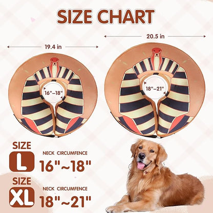 EXPAWLORER X-Large Widen Soft Dog Cone Collar - Inflatable Dog Neck Donut Collar Alternative After Surgery to Stop Licking,Adjustable Protective Recovery E Collar(Rharaoh)