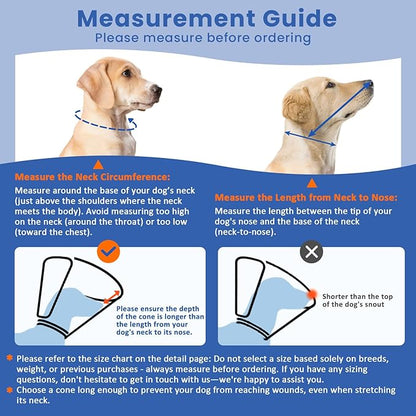 BARKLESS Dog Cone, Soft Cones for Large Dogs After Surgery to Stop Licking, Adjustable Elizabethan Collar for Neuter Surgery, Lightweight Recovery Collar
