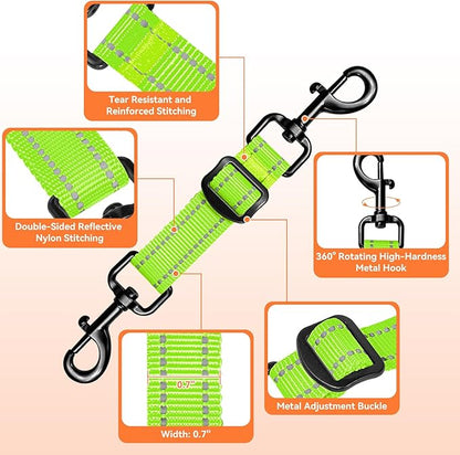 Dog Collar Safety Clip, Reflective Double-Ended Backup Connector for Harness to Collar, Adjustable Safety Clip for Prong, Pinch Collars, Prevents Escapes & Accidental Disconnection