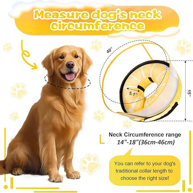 CNEO Inflatable Dog Cone Collar with Detachable Enhanced Anti-Licking Shield, Soft Neck Donut Collar for Dogs After Surgery, Adjustable Dog Cone Alternative for Large Medium Small Dogs & Cats