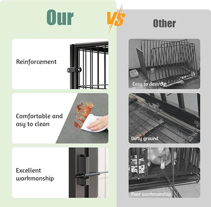 XPIY Large Dog Crate – 59 Inch Metal Kennel for Medium and Small Dogs, Safe Indoor & Outdoor XL Big Puppy Cage, Pet Playpen Yard, Dog Fence Playpen Easy Assembly (Black, 59 Inch)