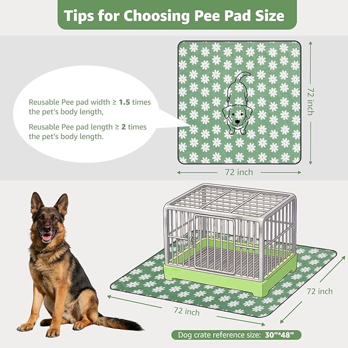 LOOBANI Extra Large Washable Puppy Pads: Non-Slip Pet Whelping Pad, Fast Absorbent Reusable Pee Pads for Dogs, Waterproof and Leakproof Dog Playpen Mat for Incontinence, Floor (72"x72",1 Pack)