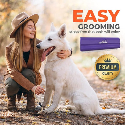 EasyGroomer Deshedding Brush for Dogs & Cats – Undercoat Grooming Tool for Short & Long Hair, Removes Loose Fur & Dirt, Reduces Shedding for Small & Large Pets, Purple