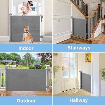 PRObebi Retractable Baby & Dog Gate - Extends to 72" Wide, 34" Tall, for Stairs, Doorways, Hallways & Outdoor Use