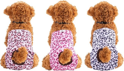 CuteBone Dog Diapers Female Washable Small Medium Large 3 Pack Reusable Doggie Diapers Puppy Period Pants for Doggy Heat Cycle Peeing D54L