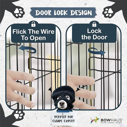 CAPHAUS Foldable Dog Crate Wire Metal Dog Kennel w/Divider Panel, Leak-Proof Pan & Protecting Feet, Single & Double Door, Small, Medium & Large Dog Crate Indoor Wire Dog Cage, 30” w/Easy-Flick Lock