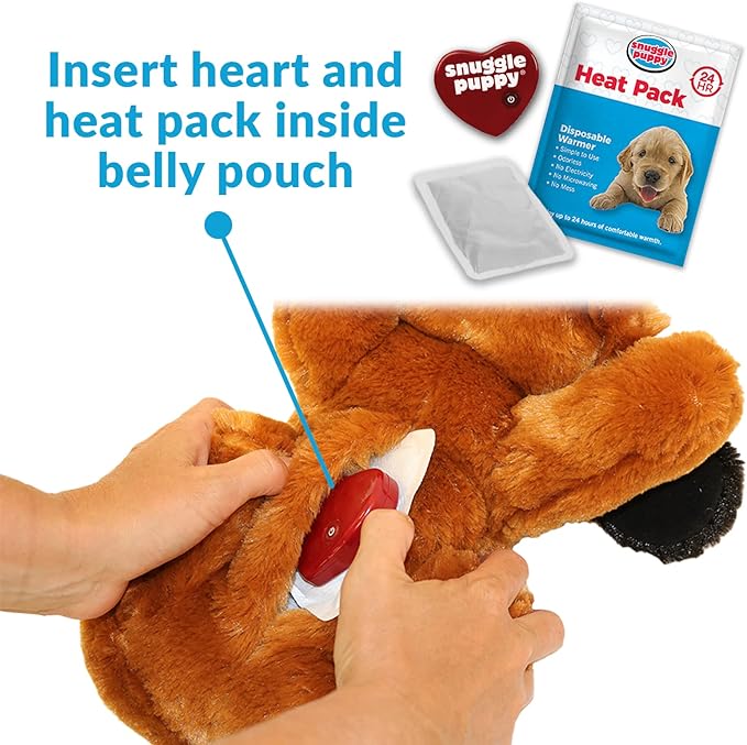 Snuggle Puppy Original Heartbeat Puppy Toy with Real-Feel Pulse & Heat Pack, Calming Sleep Aid for Puppy Anxiety, Crate Training, First Nights & New Puppy Transition - Biscuit