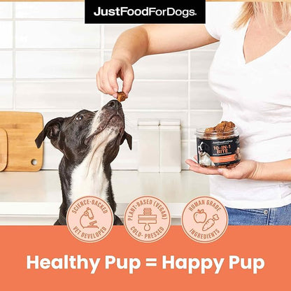 JustFoodForDogs 10-in-1 Supplement for Dogs, Human Grade Dog Supplements, Multivitamin Soft Chews, Immune, Skin and Joint Support, Omega 3 Oil, Superfood Blend, Plant Based Dog Vitamins - 45 Count