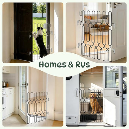 Metal Retractable Door Barrier, Front Door Dog Barrier, 28.4" Wide x 35" Tall, Safety Pet Gate for Front Door & RV, Easy Install Dog Gate, Indoor/Outdoor, Open-Angle Fit