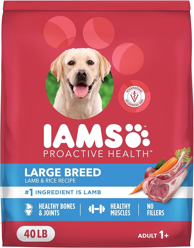 IAMS Proactive Health Large Breed Dry Dog Food, Adult Dry Dog Food for Large Breeds, Lamb & Rice Recipe, 40 lb. Bag