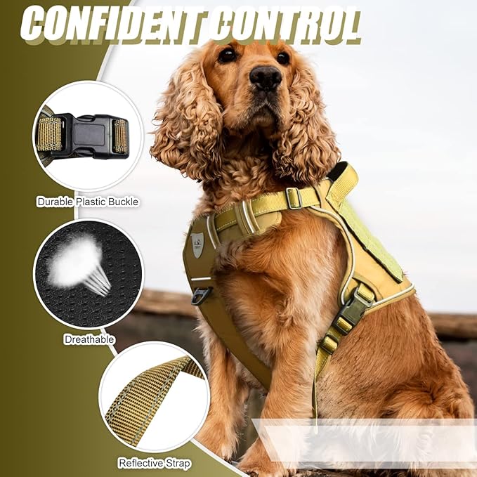CBBPET Tactical Dog Harness for Small Medium Large Dogs No Pull Adjustable Harness Training Easy Control Pet Vest,Reflective Working Training (M(Neck:17-26,Chest:24-36))