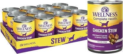 Wellness Complete Health Stew Adult Canned Wet Dog Food, Grain Free, Natural, Chicken Recipe, 12.5 oz, Pack of 12 Cans