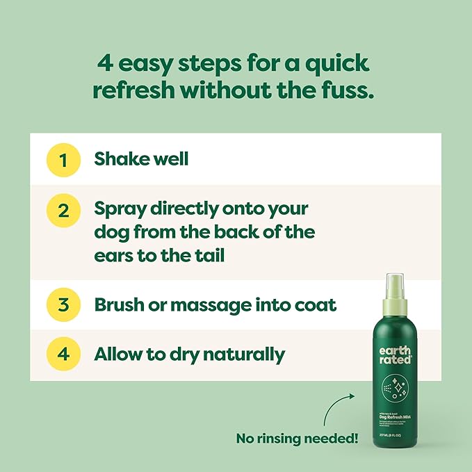 Earth Rated Dog Deodorizing Conditioner Spray, Conditioning & Odor-Eliminating Perfume for Dogs, for All Coat Types, Refreshing White Tea & Basil Scent, 8 oz (Pack of 2)