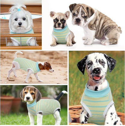 Dog Recovery Suit, Puppy Surgical Pajamas Bodysuit for Dogs Cats After Spay Neuter Surgery Abdominal Wound Bandages, Striped Onesie Pant for Shedding Skin Disease, Anti-Licking Cone Alternative XXL
