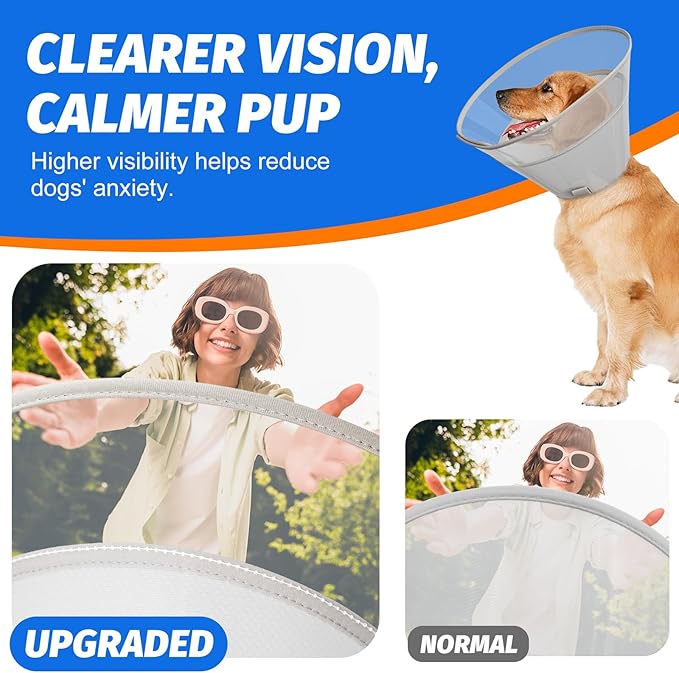 Dog Cone Collar with Soft Liner to Stop Licking, Elizabeth Recovery Collar After Surgery for Large Medium Dogs, Comfortable Pet Head Cone Alternative for Neutering Spay Injury (S)