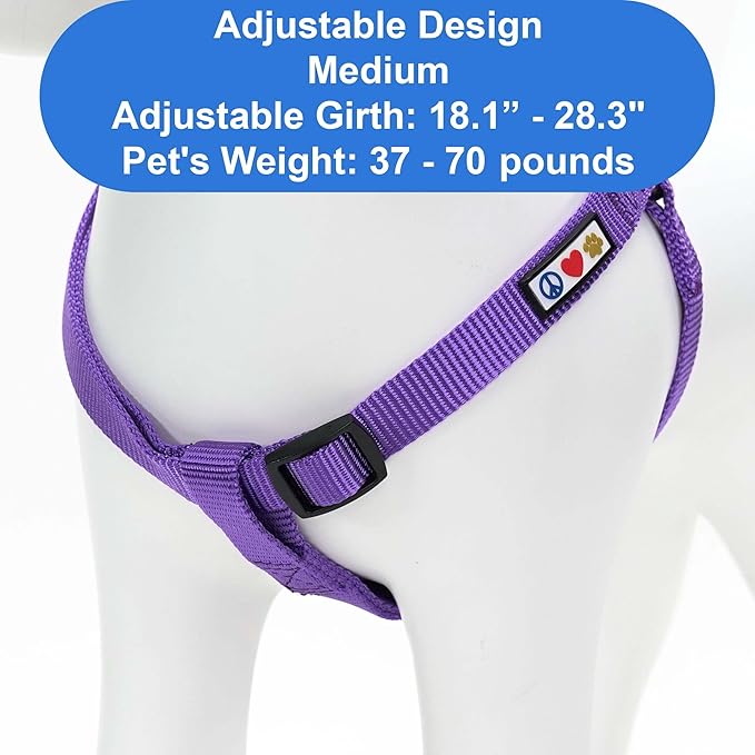 Pawtitas Solid Step-in Dog Harness – Adjustable No-Pull Vest for Puppies to Seniors, Safe & Comfortable M Purple