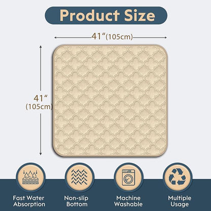 FunFurry Washable Pee Pads for Dogs - 2 Pack Reusable Waterproof Puppy Training Pads, Super Absorbent with Dog Paw Shape Non-Slip Backing (Cream, 41" X 41" - 2 Pack)