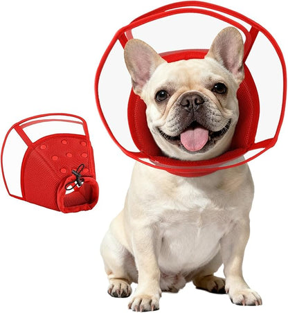 Kuoser Medium Dog Cone Collar After Surgery, Soft Cone for Dogs to Stop Licking, Breathable Pet Recovery Collar Comfy Elizabethan Collars, Adjustable Protective Dog Cones for Medium Dogs, Red M
