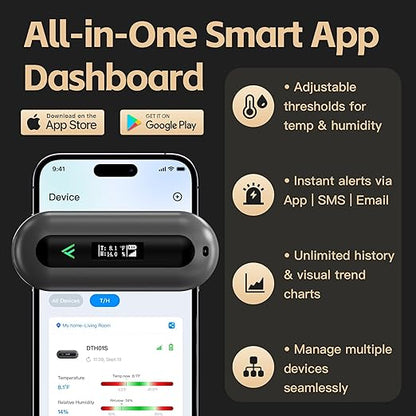 Cellular Temperature Monitor for RV Pet Safety – 4G Remote Temperature, Humidity & Power Outage Monitor for Vacation Home & Server Room | App Controlled | No WiFi | 2 Year Subscription Included
