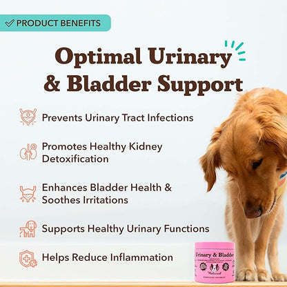 Natural Dog Company Urinary & Bladder Supplement for Dogs – Cranberry & D-Mannose, Marshmallow Root & Astragalus Soft Chews, Supports Urinary Tract Health, Bladder Function & Normal Urine Flow, 90 Ct