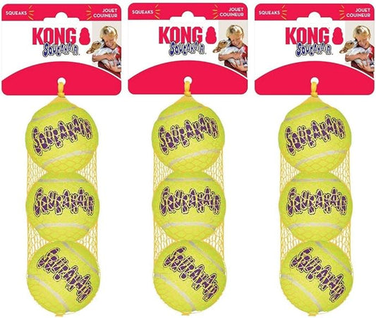 Kong Squeakair Dog Toy Tennis Ball - Medium, x 9