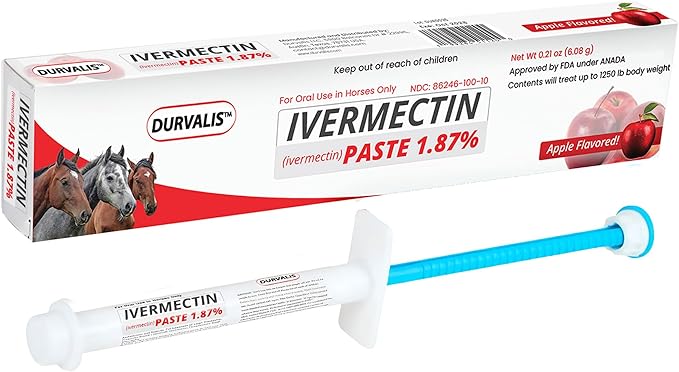 Ivermectin Horse Paste 1.87% Dewormer 6.08g Dose-Effective Appled Flavored Ivermectin Paste for Equine Care,Horse Deworming Paste -for Horses Up to 1250 lb (1 Pack)