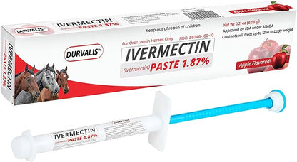 Ivermectin Horse Paste 1.87% Dewormer 6.08g Dose-Effective Appled Flavored Ivermectin Paste for Equine Care,Horse Deworming Paste -for Horses Up to 1250 lb (1 Pack)