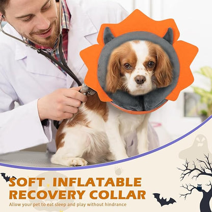 IEUUMLER Inflatable Recovery Dog Collar, Protective Donut Cone, Adjustable Soft Collar for Dog and Cat After Surgery Prevent from Biting & Scratching EU002 - Grey Demon XL