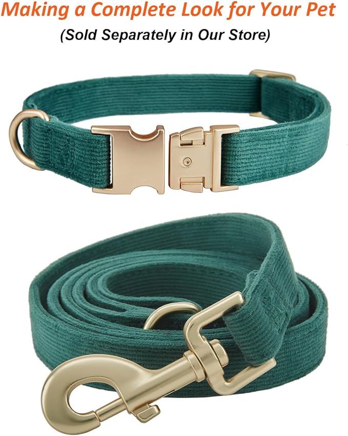Soft Cotton Dog Leash, 5 Ft Heavy Duty Corduroy Dog Leashes with Gold Metal Hook for Small Medium Large Dogs,Small,Dark Green