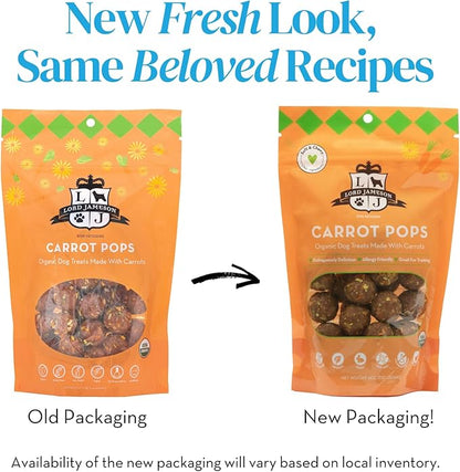 Lord Jameson: Carrot Pops 6 oz - Dog Patisserie Treats, Organic Soft & Chewy No-Bake Bites, Fiber-Rich, Gluten & Preservative Free