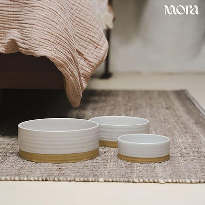Mora Ceramic Pet Bowl Size Large - Food/Water Dish for Large Dogs, Cats, Great Dane, Mastiff, ect. 50oz or 8 Cups - Basic Bowls for Your Large Dog or Cat, Mix and Match for a Set - Oat