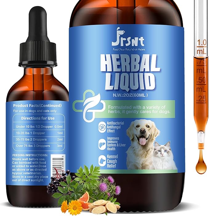 Kennel Cough Treatment for Dogs & Cats Helps with Dry, Wet, Barking Cough,Allergies & Sneezing Support Liver Health 100% Plant-Based Herbal Supplement 60 ml